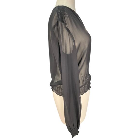Just Cavalli by Roberto Cavalli Black Sheer Silk Blouse Size 42 Made in Italy - Picture 4 of 14